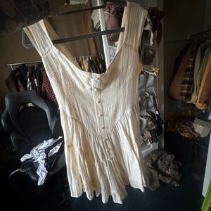 Women's Cream Button-Front Summer Romper